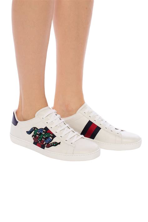 gucci low top sneakers snake|Gucci ace embellished leather sneakers.